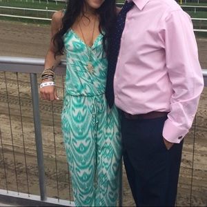 Mixology Green Print Wrap Jumpsuit Romper Size XS